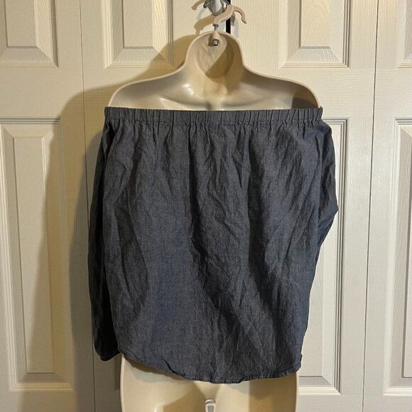 Boohoo Blue Off-Shoulder Long Sleeve Top Size 8 - Picture 2 of 6